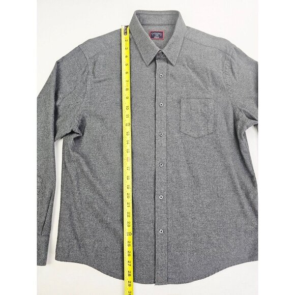 Untuckit Size Large Mens Gray Flannel Pocket Long Sleeve Logo Cotton Shirt - Picture 9 of 10